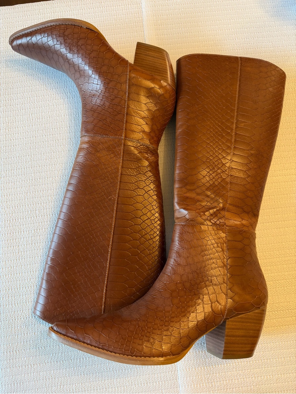 Matisse Bruna Women's Tall Brown Croc-Embossed Leather Boots - Picture 3 of 5